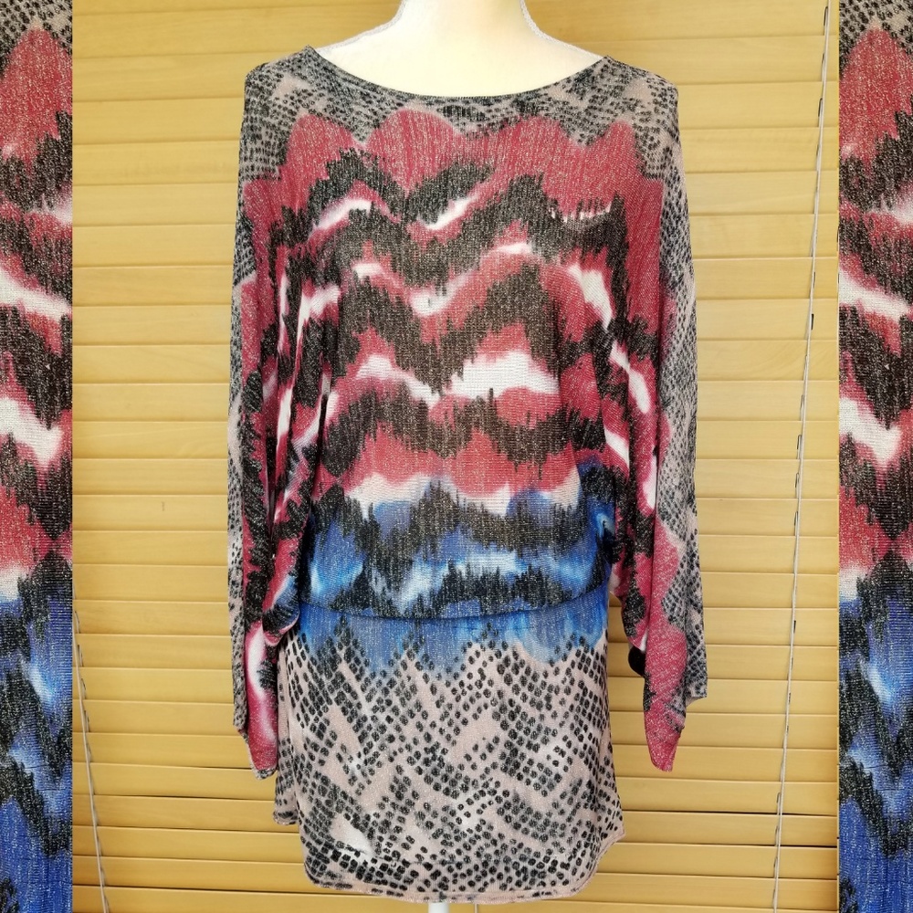 Aoyama Itchome Dolman top metallic mini dress